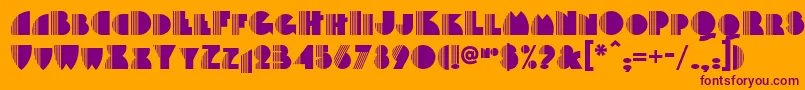 Backstage-Schriftart – Violette Schriften auf orangefarbenem Hintergrund