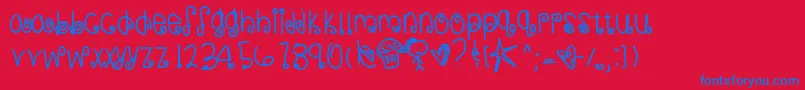 Czcionka Sweetmemories – niebieskie czcionki na czerwonym tle