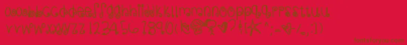 Sweetmemories-Schriftart – Braune Schriften auf rotem Hintergrund