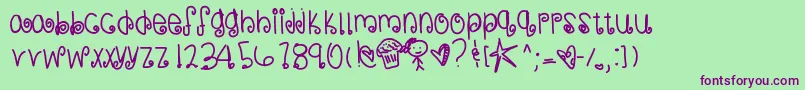 Sweetmemories Font – Purple Fonts on Green Background