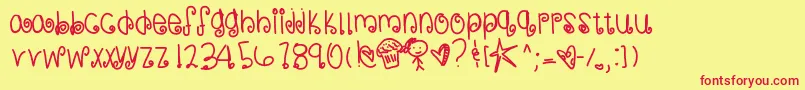 フォントSweetmemories – 赤い文字の黄色い背景