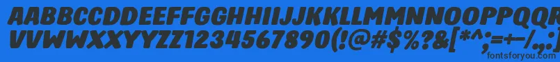 HastroItalic Font – Black Fonts on Blue Background