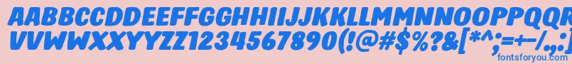 HastroItalic Font – Blue Fonts on Pink Background