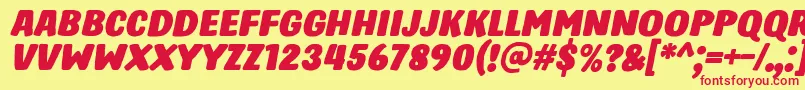 HastroItalic Font – Red Fonts on Yellow Background