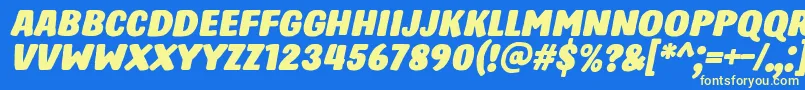 HastroItalic Font – Yellow Fonts on Blue Background