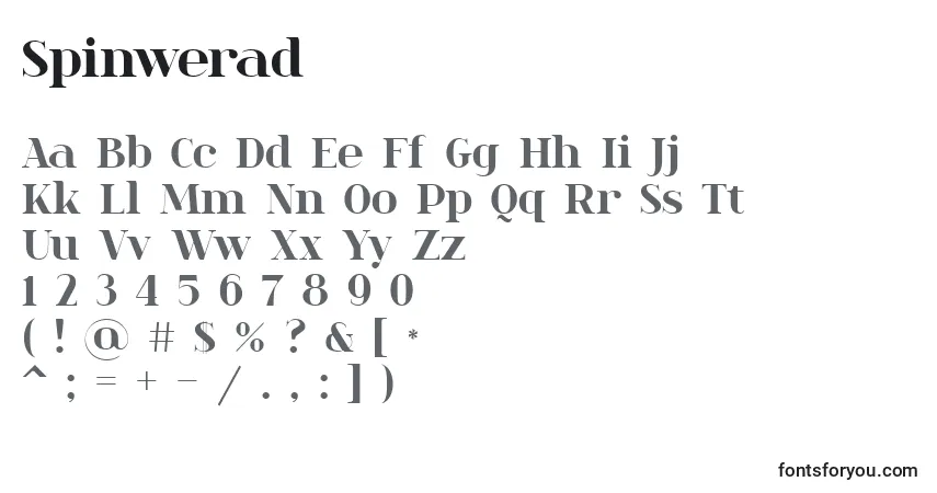 A fonte Spinwerad – alfabeto, números, caracteres especiais