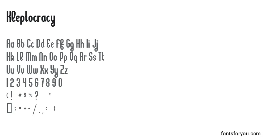 Шрифт Kleptocracy – алфавит, цифры, специальные символы
