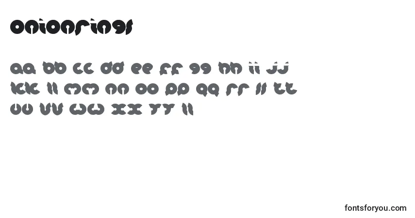 Czcionka OnionRings – alfabet, cyfry, specjalne znaki