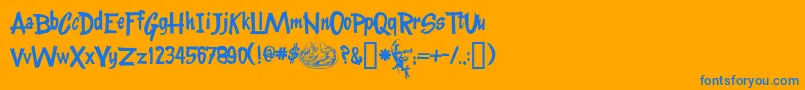 Kentuckyfriedfont Font – Blue Fonts on Orange Background