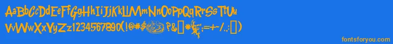Kentuckyfriedfont Font – Orange Fonts on Blue Background