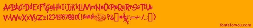 Fonte Kentuckyfriedfont – fontes vermelhas em um fundo laranja