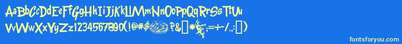 Kentuckyfriedfont Font – Yellow Fonts on Blue Background