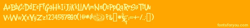 Kentuckyfriedfont Font – Yellow Fonts on Orange Background