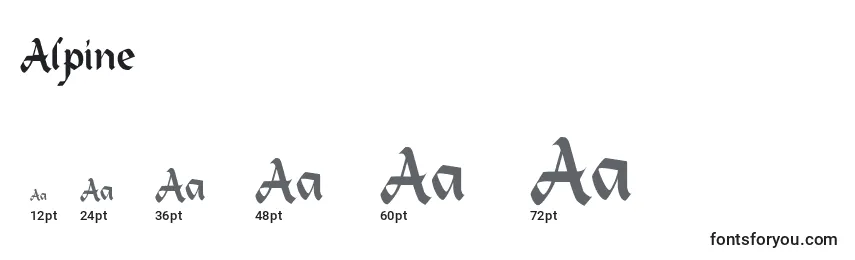 Размеры шрифта Alpine