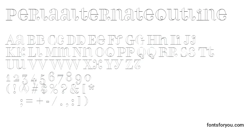 Шрифт Perlaalternateoutline – алфавит, цифры, специальные символы