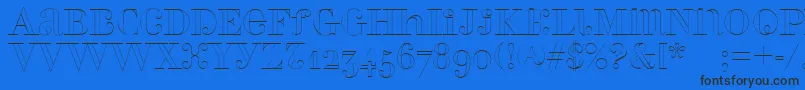 Шрифт Perlaalternateoutline – чёрные шрифты на синем фоне