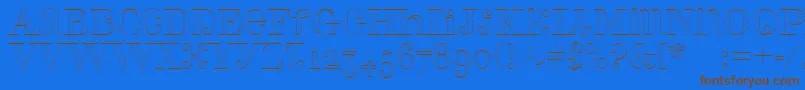 フォントPerlaalternateoutline – 茶色の文字が青い背景にあります。