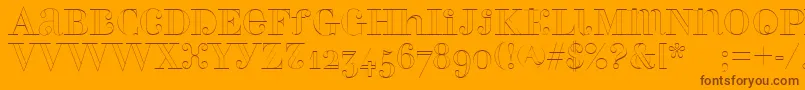 Perlaalternateoutline-Schriftart – Braune Schriften auf orangefarbenem Hintergrund