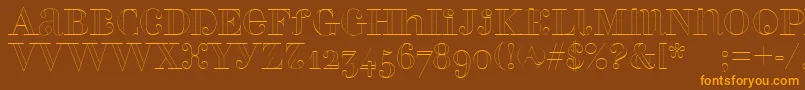 Czcionka Perlaalternateoutline – pomarańczowe czcionki na brązowym tle