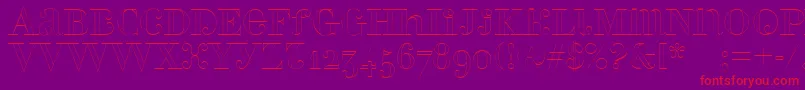 Perlaalternateoutline-Schriftart – Rote Schriften auf violettem Hintergrund