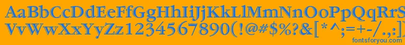 フォントGaramondstdHandtooledbold – オレンジの背景に青い文字