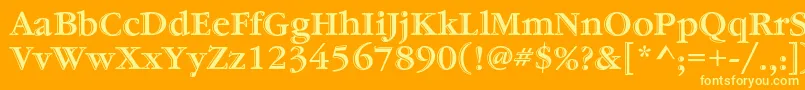 フォントGaramondstdHandtooledbold – オレンジの背景に黄色の文字