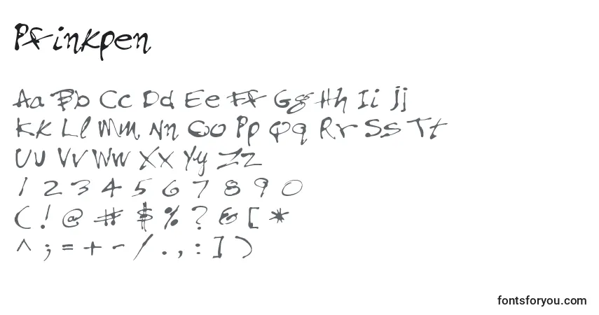 Czcionka Pfinkpen – alfabet, cyfry, specjalne znaki