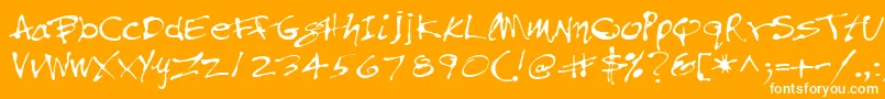Czcionka Pfinkpen – białe czcionki na pomarańczowym tle