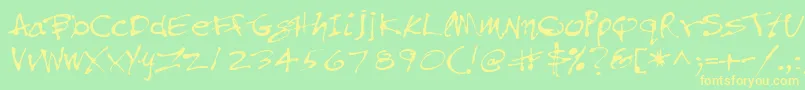 Pfinkpen-Schriftart – Gelbe Schriften auf grünem Hintergrund