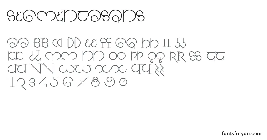 A fonte Segmentasans – alfabeto, números, caracteres especiais