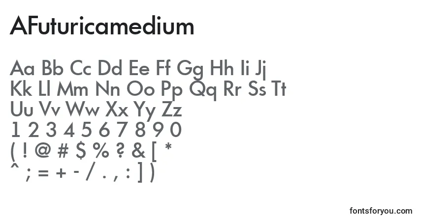Schriftart AFuturicamedium – Alphabet, Zahlen, spezielle Symbole