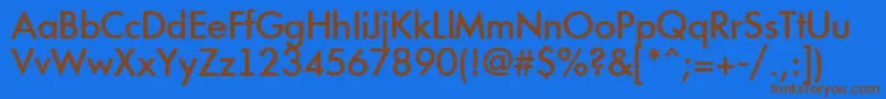 フォントAFuturicamedium – 茶色の文字が青い背景にあります。