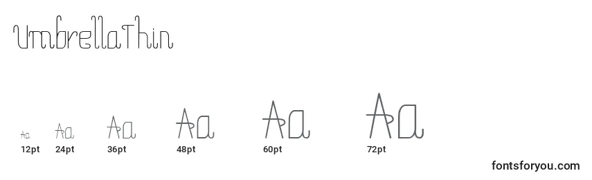 UmbrellaThin Font Sizes