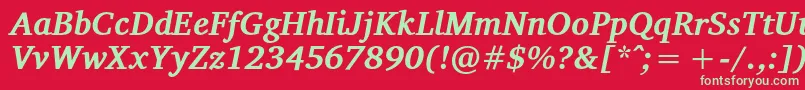 VelekaBolditalic Font – Green Fonts on Red Background