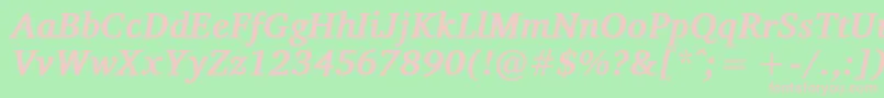 VelekaBolditalic Font – Pink Fonts on Green Background