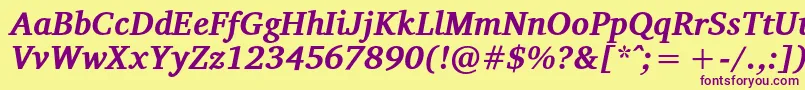 VelekaBolditalic Font – Purple Fonts on Yellow Background