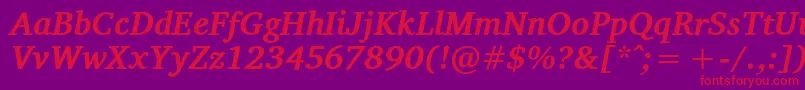 VelekaBolditalic Font – Red Fonts on Purple Background