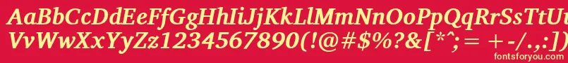 Fonte VelekaBolditalic – fontes amarelas em um fundo vermelho