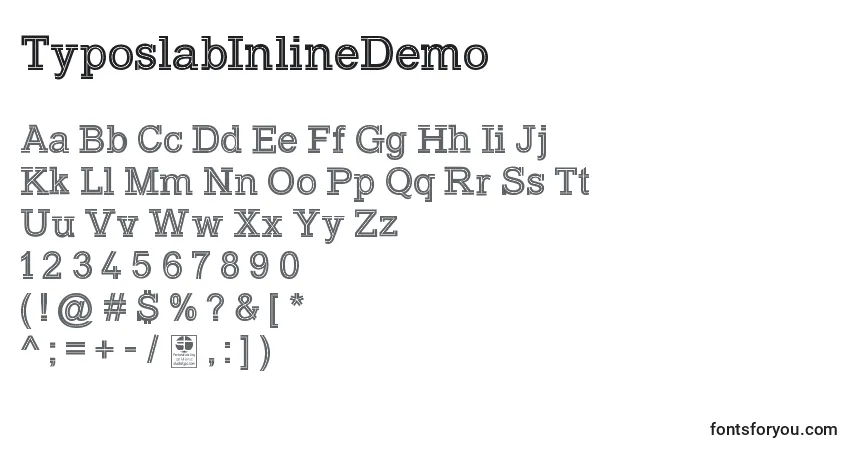 Czcionka TyposlabInlineDemo – alfabet, cyfry, specjalne znaki