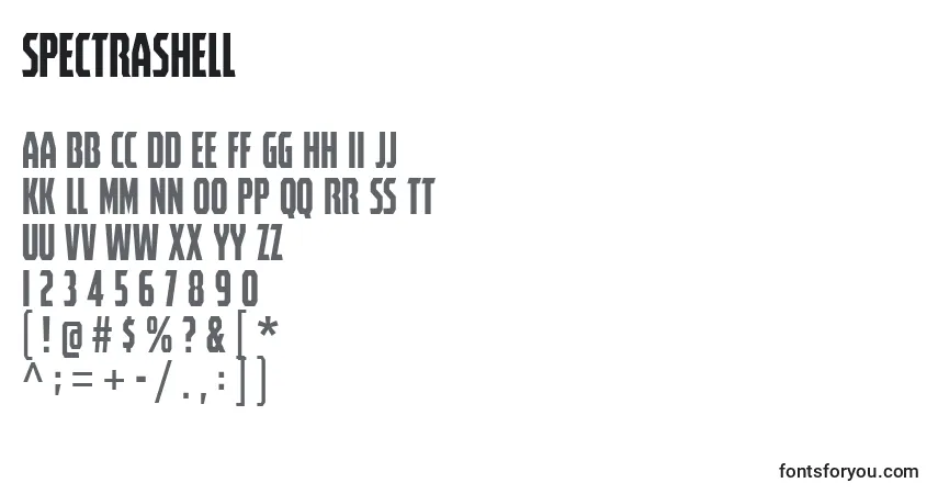 Czcionka Spectrashell – alfabet, cyfry, specjalne znaki