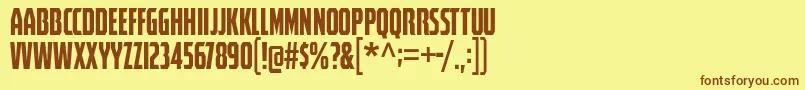 フォントSpectrashell – 茶色の文字が黄色の背景にあります。