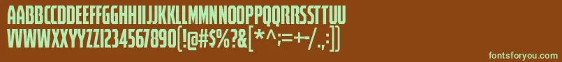 フォントSpectrashell – 緑色の文字が茶色の背景にあります。