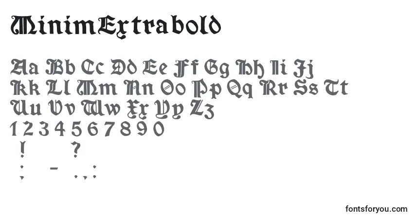 Schriftart MinimExtrabold – Alphabet, Zahlen, spezielle Symbole