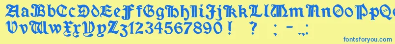 MinimExtrabold-fontti – siniset fontit keltaisella taustalla