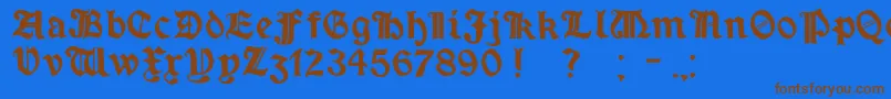 フォントMinimExtrabold – 茶色の文字が青い背景にあります。