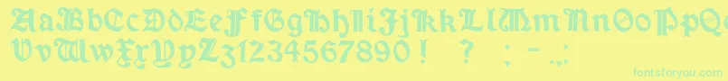 MinimExtrabold-fontti – vihreät fontit keltaisella taustalla
