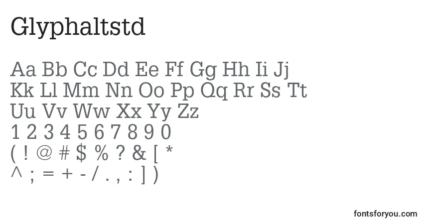 Schriftart Glyphaltstd – Alphabet, Zahlen, spezielle Symbole