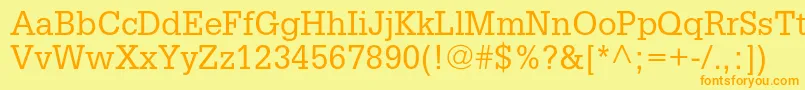 フォントGlyphaltstd – オレンジの文字が黄色の背景にあります。