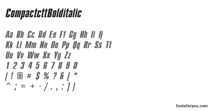 Шрифт CompactcttBolditalic – алфавит, цифры, специальные символы