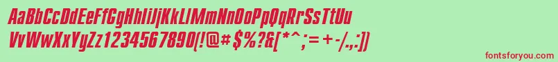 CompactcttBolditalic Font – Red Fonts on Green Background